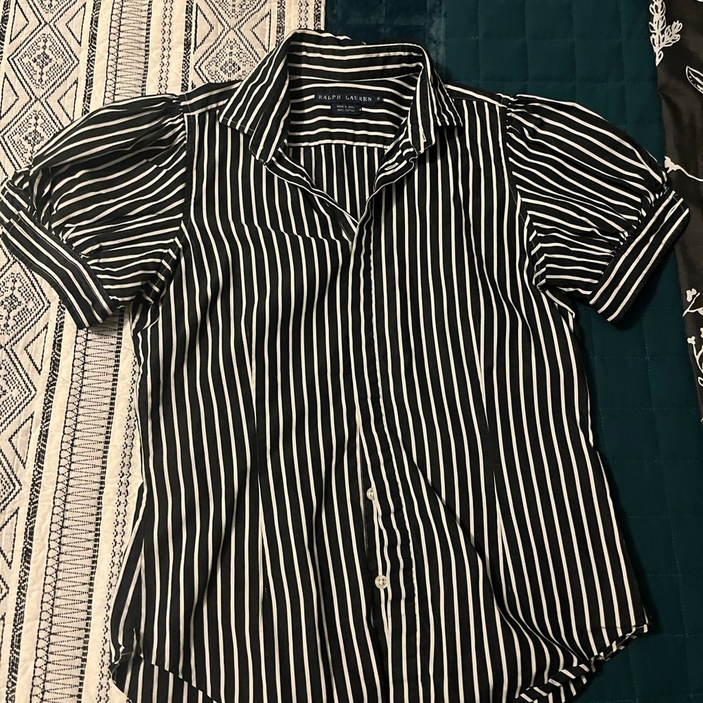 Ralph Lauren Black and White Striped Casual Shirt